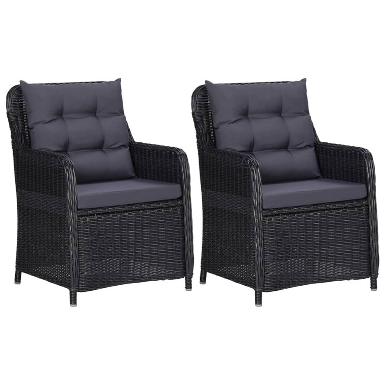  Patio Chairs 2 pcs with Cushions Poly Rattan Black A949-46548