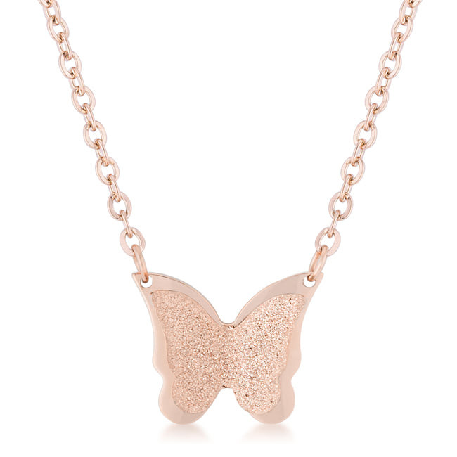 Breanne Rose Gold Stainless Steel Rose Gold Butterfly Necklace R599-N01312AV-V00