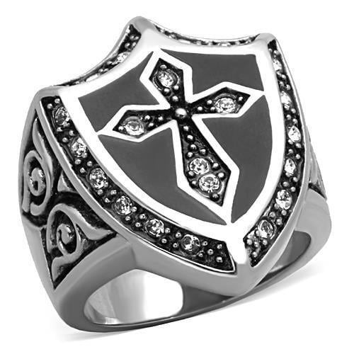 TK1349 - High polished (no plating) Stainless Steel Ring with Top Grade Crystal  in Clear A874-TK1349