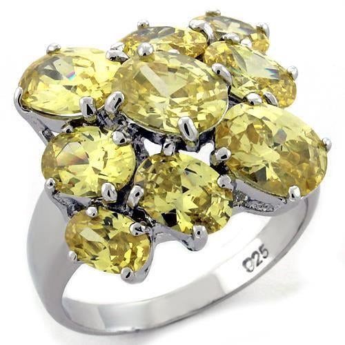 LOAS1109 - Rhodium 925 Sterling Silver Ring with AAA Grade CZ  in Topaz A874-LOAS1109