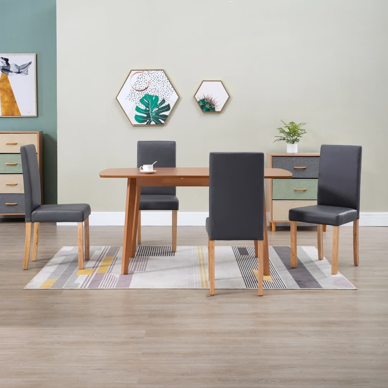  Dining Chairs 4 pcs Gray Faux Leather A949-249209
