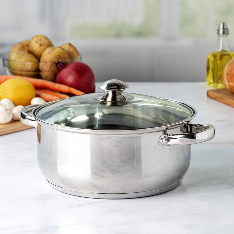 Round 5-Quart Stainless Steel Dutch Oven with Glass Lid Q280-PFQSDGL23748915