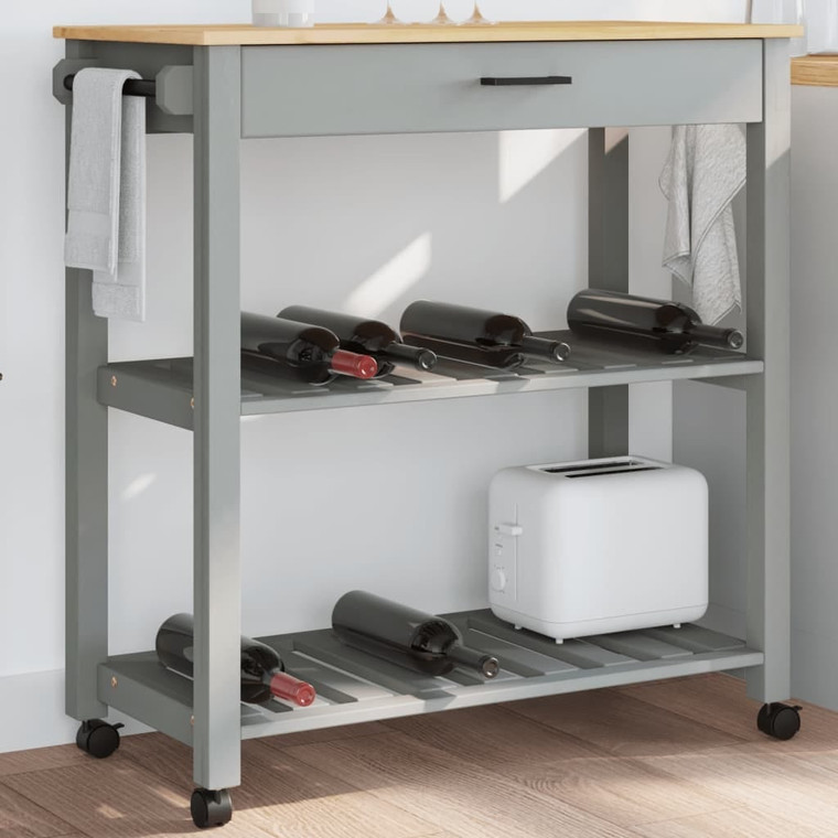  Kitchen Trolley MONZA 33.1"x15.7"x34.8" Solid Wood Pine A949-376101