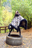 Riding Poncho in Diamond Rain Sheepskin Trim  (One Left)