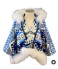 Mountain Capelet in Trailhead Blues, Navy Leather and White Sheepskin