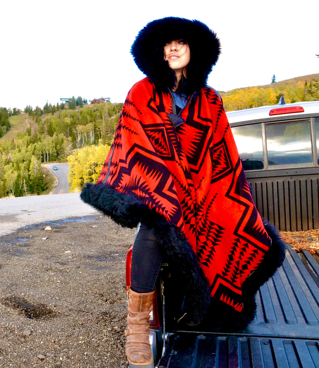 完売品 Ameri REVERSIBLE COLOR PONCHO COAT Ameri】REVERSIBLE BOA PONCHO COAT定価35,200