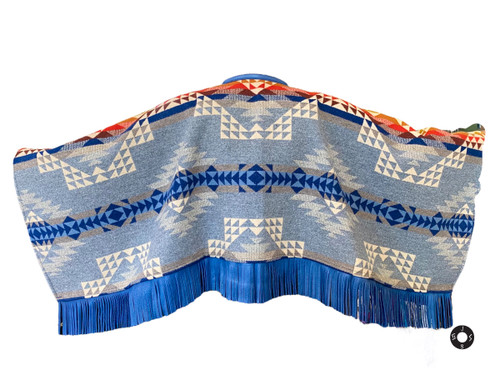 "Outlaw" Capelet in Smith Rock, Blue Leather Trim "Outlaw" Capelet in Smith Rock, Blue Leather Trim