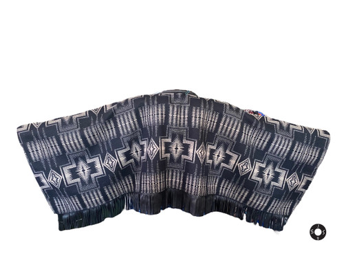 "Outlaw" Capelet in Harding Black & Tan, Black Leather Trim "Outlaw" Capelet in Harding Black & Tan, Black Leather Trim