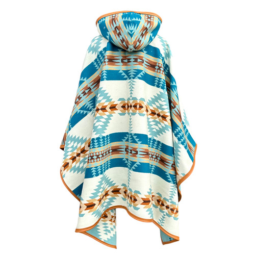 Rancho Arroyo Aqua Riding Poncho in Pendleton® Wool with Full Leather Trim