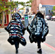 Rio Rancho Black Riding Poncho in Pendleton® Wool with Full Sheepskin Trim