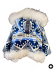 Mountain Capelet in Trailhead Blues, Navy Leather and White Sheepskin