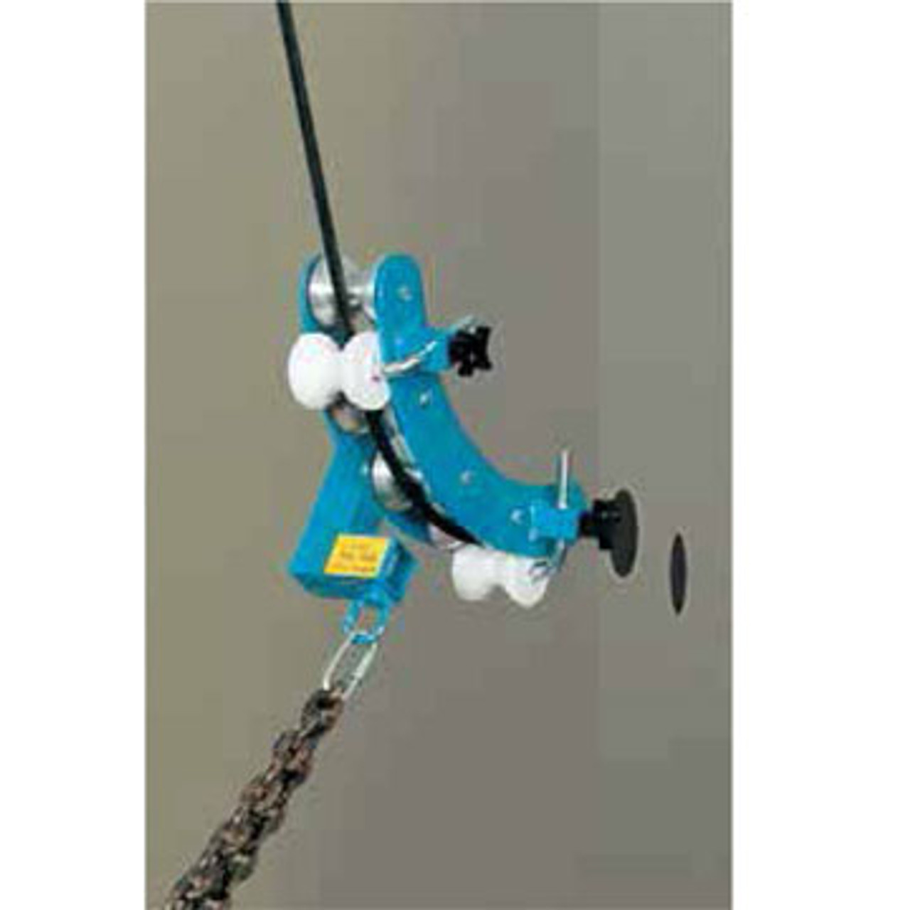 The Condux 08539550 Fiber Optic Hanger Block can be used in a manhole or hung on a pole for easier pulls.  The fiber optic hanger block has five aluminum rollers on bronze bearings which allows making a 90 degree turn easy.