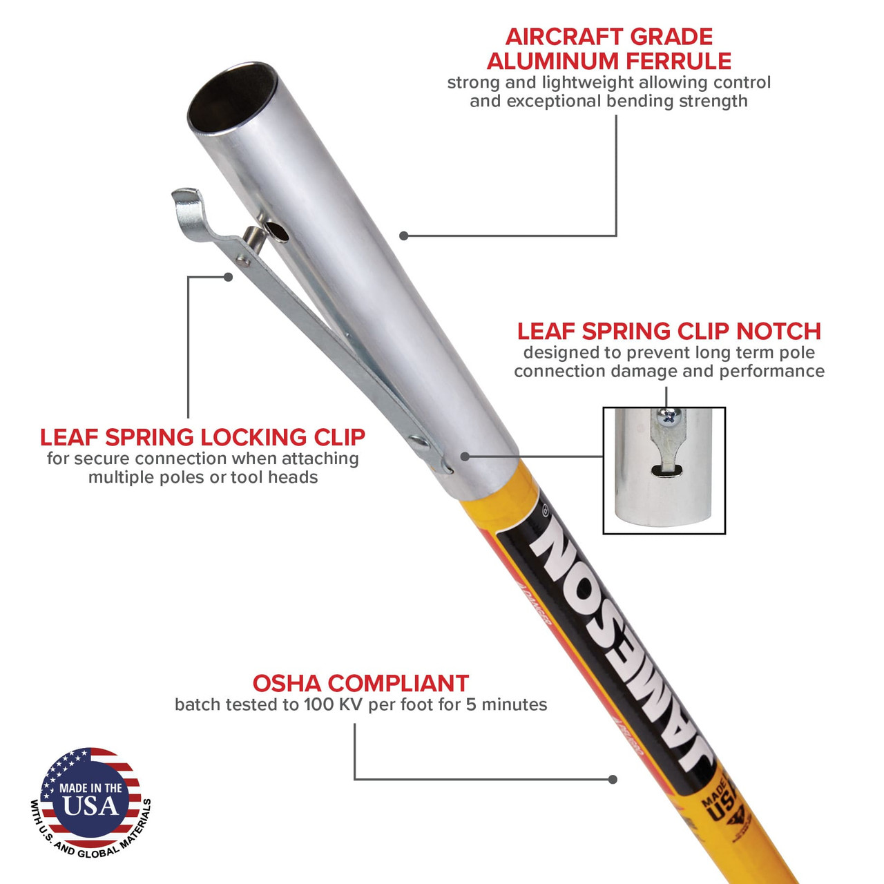 Jameson FG Series Fiberglass 6 Ft. Base Pole (J-FG-6F)