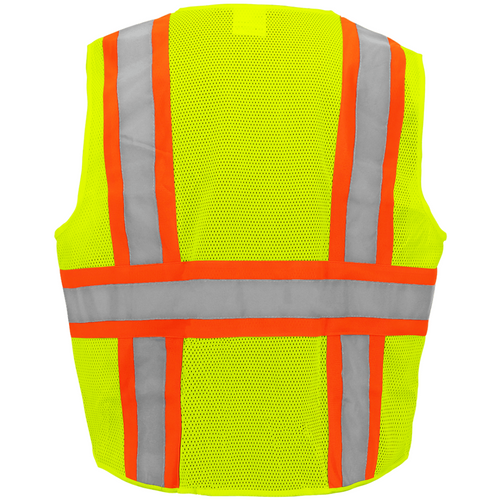Safety ANSI Class 2 Mesh High Visibility Zipper Vest, Lime