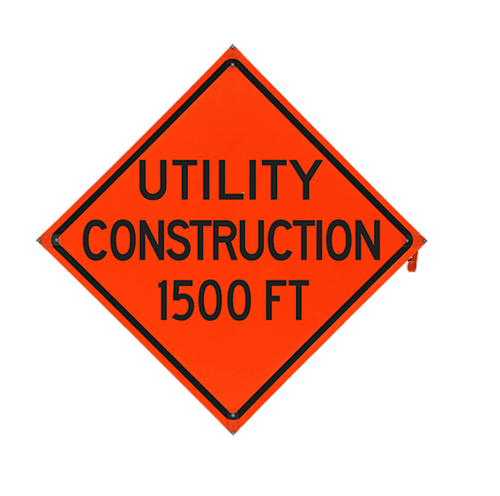 UTILITY CONSTRUCTION 1500FT Sign- Vinyl, Non-Reflective