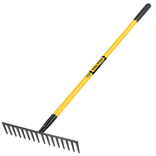Dual Head Rake Truper Level Head Rake, 16 Tines, Fiberglass Handle, 9 in Grip R-16MF ...
