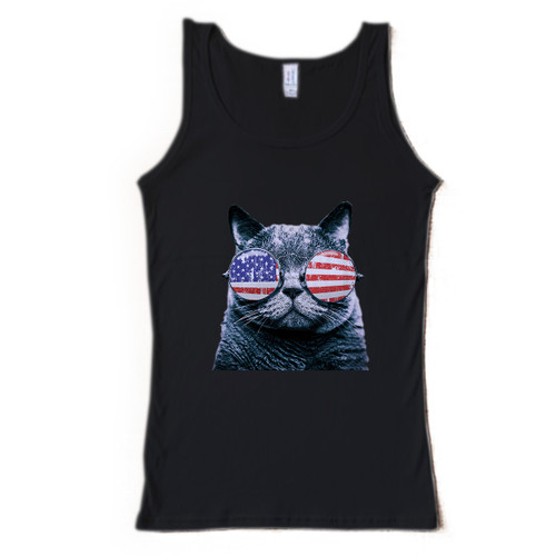 Cat With Glasses Flag Man Tank top