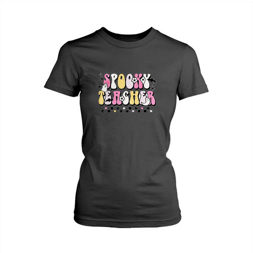 Funny Spooky Season Retro Spooky Teacher Halloween Costume Woman's T shirt