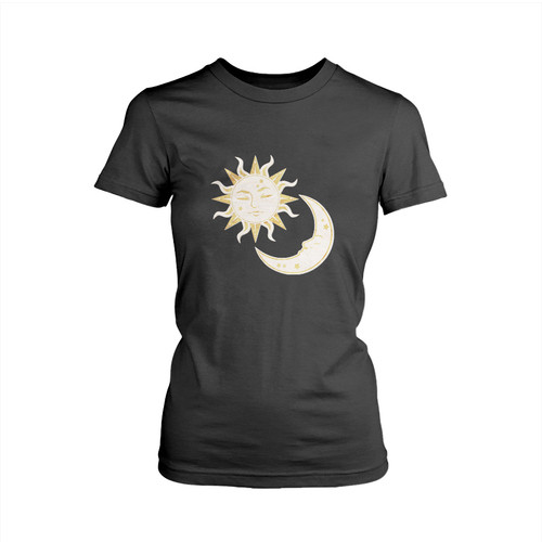 Sun And Moon Engraved Wood Woman's T shirt