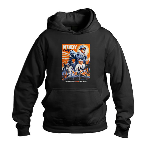 Chicago Football Windy City Retro 90S Wall Art Navy Unisex Hoodie