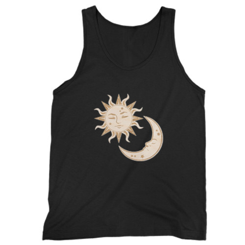 Sun And Moon Engraved Wood Man Tank top