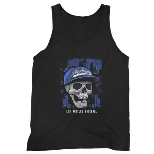Vintage Los Angeles Baseball Cool Skull Black Man Tank top