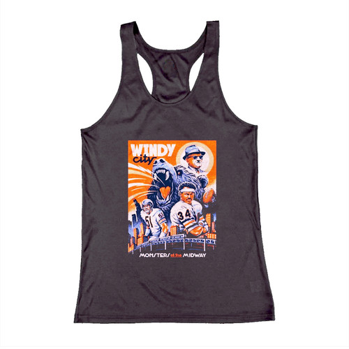 Chicago Football Windy City Retro 90S Wall Art Navy Woman Tank top