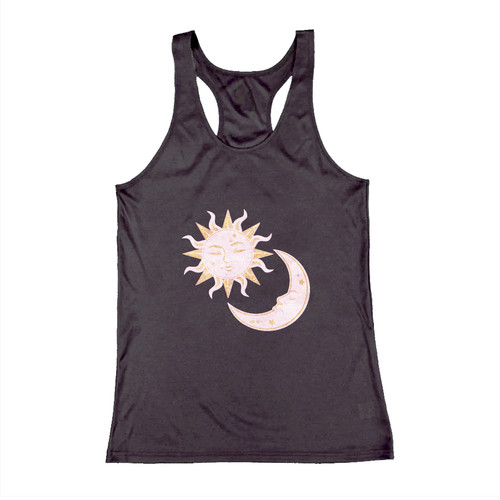 Sun And Moon Engraved Wood Woman Tank top