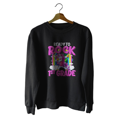 Ready To Rock 1St Grade Dabbing Unicorn Back To School Girls Youth Kids Unisex Sweater