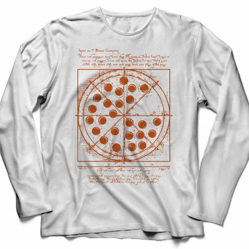 Vitrivian Pizza Art Long Sleeve Shirt Tee