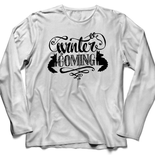 Winter Is Coming Text Winterfell Long Sleeve Shirt Tee