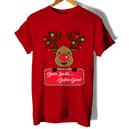 Novelty Christmas Xmas Reindeer Dear Santa Woman's T shirt