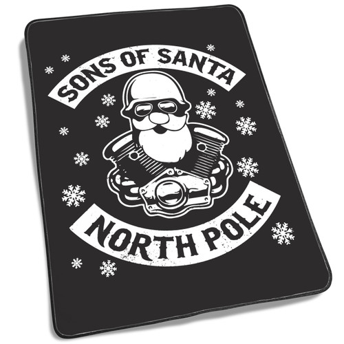 Christmas Motorcycle Sons of Santa North Pole Blanket