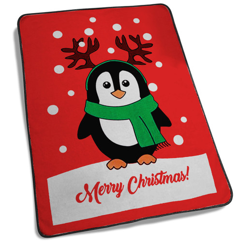 Novelty Christmas Merry Christmas Penguin Blanket