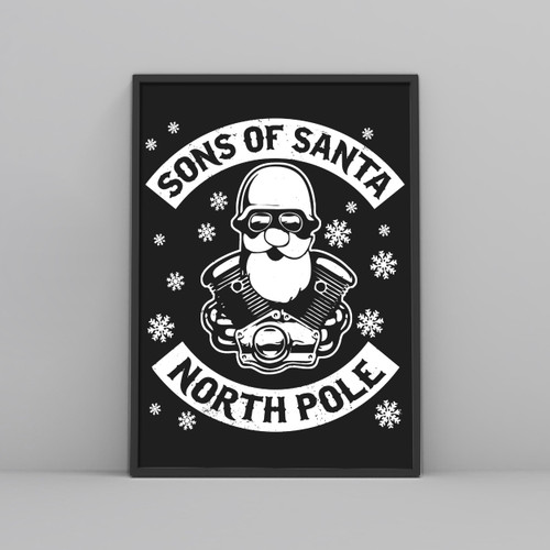 Christmas Motorcycle Sons of Santa North Pole Posters