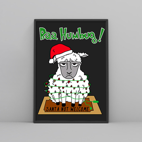 Novelty Christmas Xmas Baa Humbug Posters
