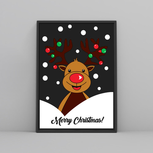 Novelty Christmas Xmas Cute Reindeer Posters