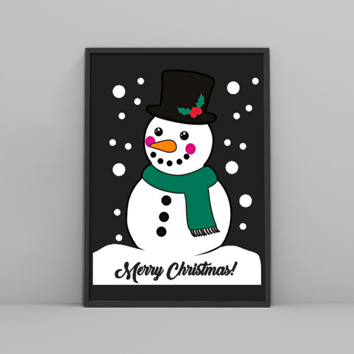 Novelty Christmas Xmas Cute Snowman Posters