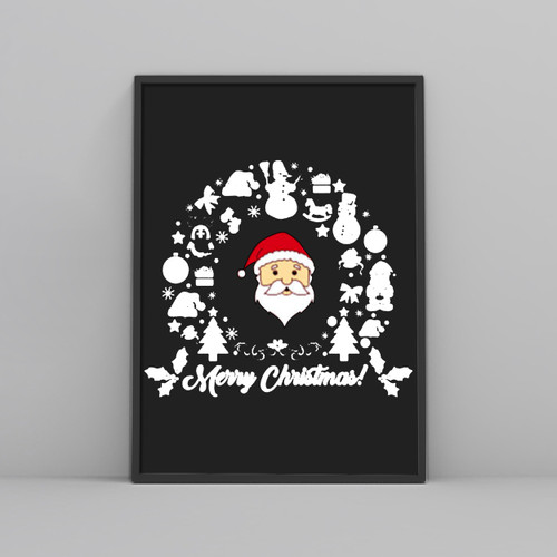 Novelty Christmas Xmas Santa Wreath Posters