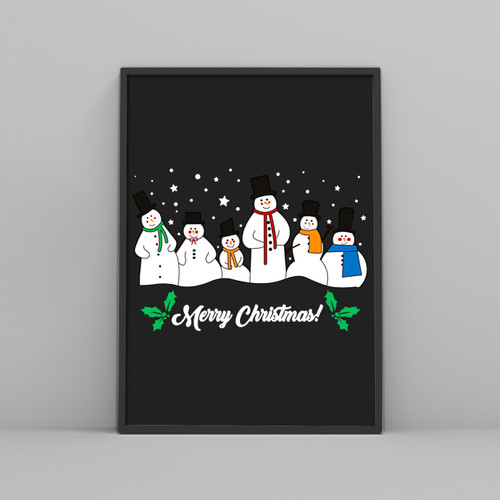 Novelty Christmas Xmas Snowman Group Posters