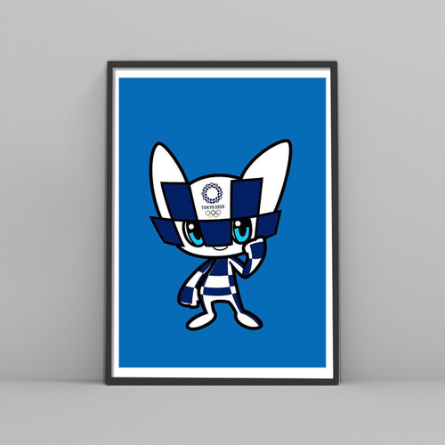 Tokyo Olympics 2020 Mascot Blue Bg Posters