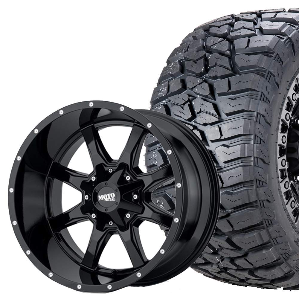 20x9 MO970 Blk & Milled Lip /33X12.50R20E Landspider MT