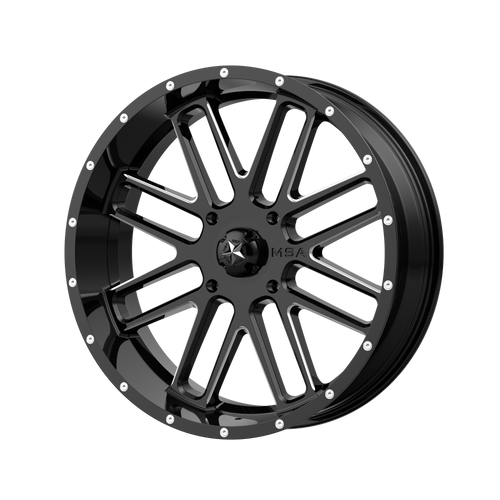 22x7 4x156 4BS M35 Bandit Gloss Black Milled - MSA Wheels