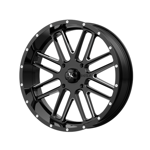 20x7 4x156 4BS M35 Bandit Gloss Black Milled - MSA Wheels