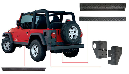 97-06 Jeep TJ 6pc Set Trail Armor Body Panel Kit Black 14902 - Bushwacker Flares