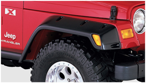 97-06 Jeep TJ Front 2pc Pocket/Rivet Style Fender Flares Black Textured Finish - Bushwacker Flares