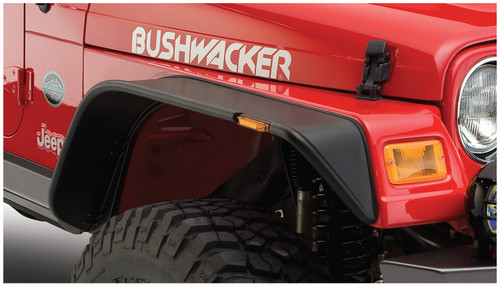 97-06 Jeep TJ Front 2Pc Flat Style Fender Flares Black Textured Finish - Bushwacker Flares
