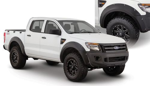 11-21 Ford Ranger 4pc Set Pocket/Rivet Style Fender Flares Black Smooth Finish - Bushwacker Flares