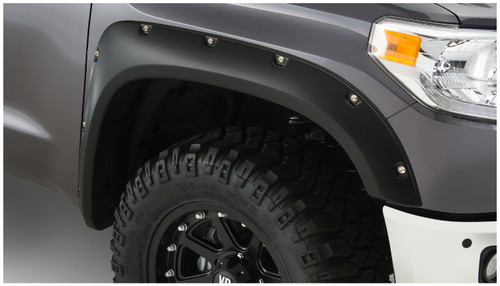 14-21 Toyota Tundra Front 2pc Pocket/Rivet Style Fender Flares Black Smooth Finish - Bushwacker Flares