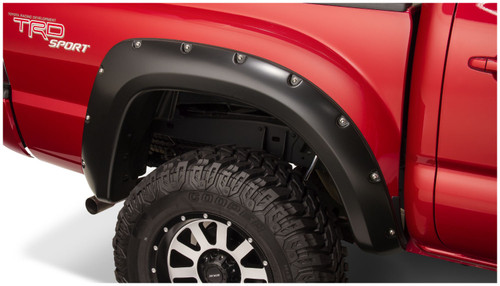 05-21 Toyota Tacoma Rear 2pc Pocket/Rivet Style Fender Flares Black Smooth Finish - Bushwacker Flares